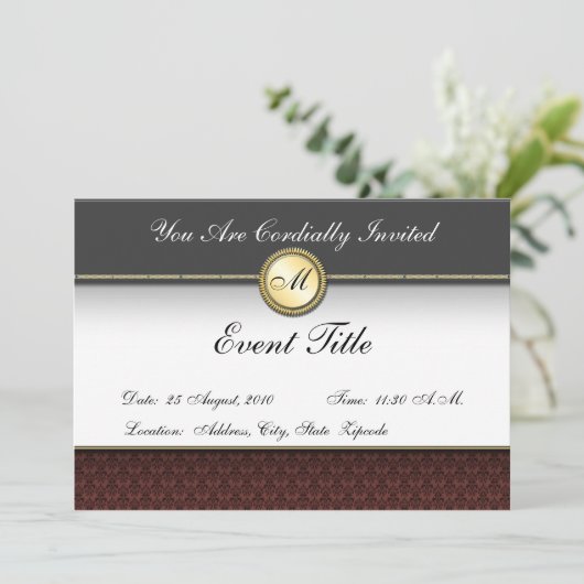Fancy Formele uitnodiging van het Monogram van de (Staand voorkant)