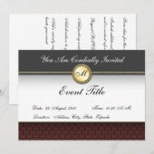 Fancy Formele uitnodiging van het Monogram van de  (Voorkant / Achterkant)