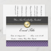 Fancy Formele uitnodiging van het Monogram van de  (Voorkant / Achterkant)