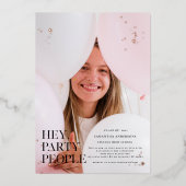 Fancy Foto | Afgestudeerd | Roze Goud Echt Folie Uitnodiging (Voorkant)