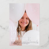 Fancy Foto | Afgestudeerd | Zilver Echte Folie Folie Uitnodiging (Voorkant)