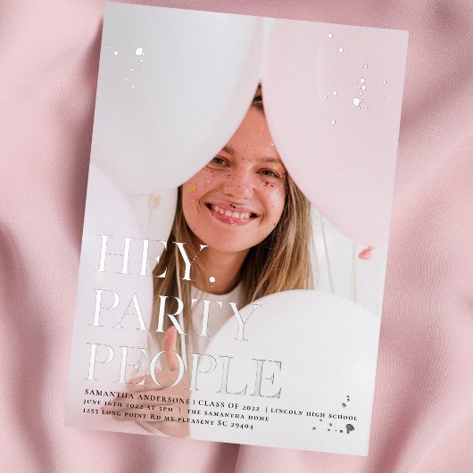 Fancy Foto | Afgestudeerd | Zilver Echte Folie Folie Uitnodiging