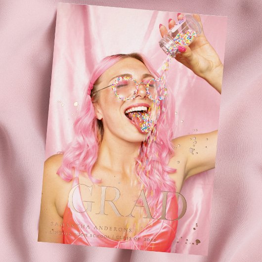 Fancy foto | AFSTUDEERDER | Roos Gold Real Folie Folie Uitnodiging