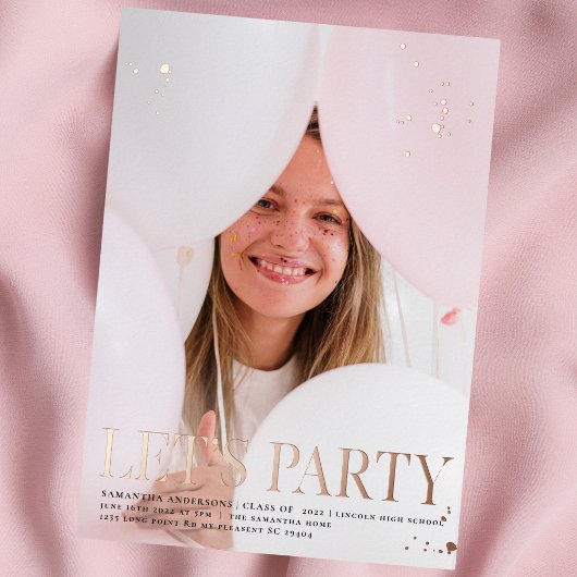 Fancy Foto | Afstuderen | Roze Goud Echt Folie Uitnodiging