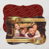 Fancy foto van dubbele goudbanners met volledige k feestdagenkaart (Voorkant / Achterkant)