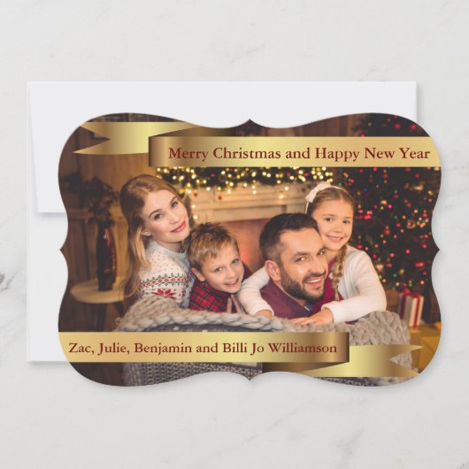 Fancy foto van dubbele goudbanners met volledige k feestdagenkaart (Voorkant)