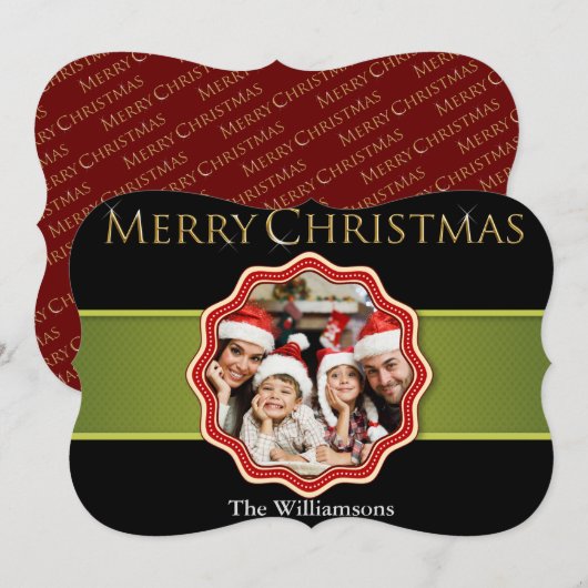 Fancy foto van Green Ribbon Kerstmis Feestdagenkaart (Voorkant / Achterkant)