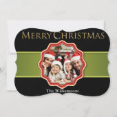 Fancy foto van Green Ribbon Kerstmis Feestdagenkaart (Voorkant)