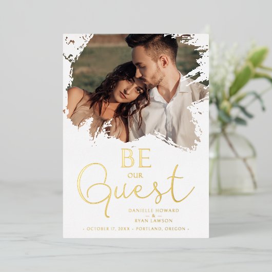 Fancy foto van penseelsnoepbrander vuile foto folie uitnodiging (Staand Voorkant)