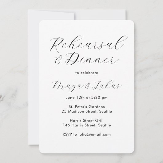 Fancy fotorepetitie en dineruitnodiging kaart (Achterkant)