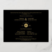 Fancy Frame Flowers Be our Guest Black Wedding Folie Uitnodiging (Achterkant)