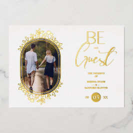 Fancy Frame Flowers Be our Guest White Wedding Folie Uitnodiging
