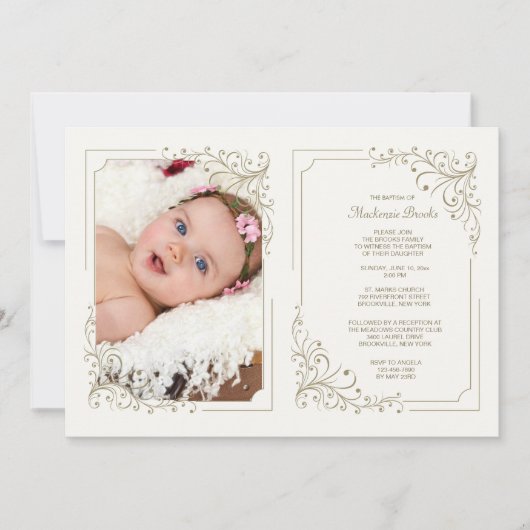 Fancy Frame Foto Uitnodiging Dubbel (Voorkant)