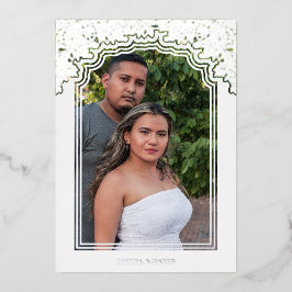 Fancy Frame Photo Wedding Flowers & Branches Folie Uitnodiging