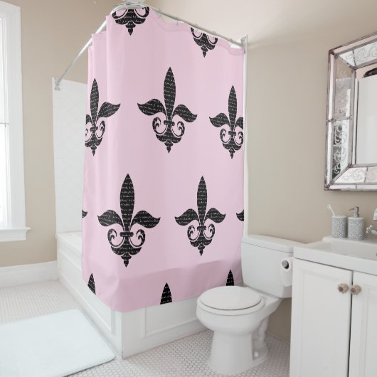 Fancy Frans Fleur De Lis met Frans Script Douchegordijn (In situ)