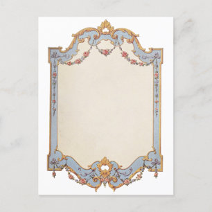 Fancy Frans  Lijst Blue Gold Scroll Roos Briefkaart