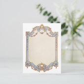 Fancy Frans  Lijst Blue Gold Scroll Roos Briefkaart (Staand voorkant)