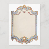 Fancy Frans  Lijst Blue Gold Scroll Roos Briefkaart (Voorkant)