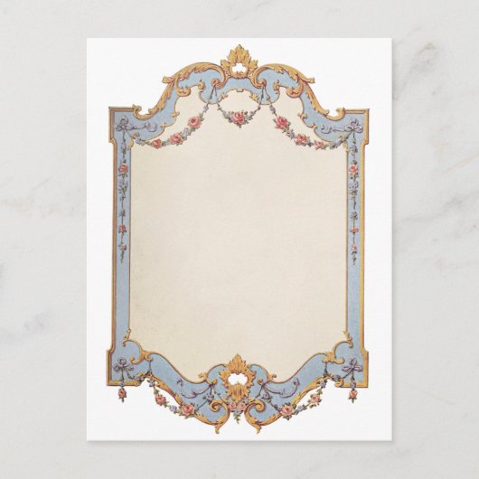 Fancy Frans  Lijst Blue Gold Scroll Roos Briefkaart (Voorkant)