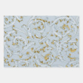 Fancy Frans  Lijst Blue Gold Scroll Roos Inpakpapier Vel (Voorkant 3)