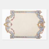 Fancy Frans  Lijst Blue Gold Scroll Roos Inpakpapier Vel (Voorkant 2)