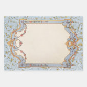 Fancy Frans  Lijst Blue Gold Scroll Roos Inpakpapier Vel (Voorkant)