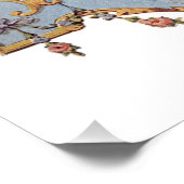 Fancy Frans  Lijst Blue Gold Scroll Roos Perfect Poster (Hoek)