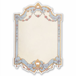 Fancy Frans  Lijst Blue Gold Scroll Roos Sticker