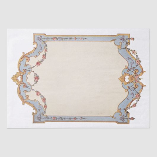 Fancy Frans  Lijst Blue Gold Scroll Roos Tissuepapier (Voorkant)