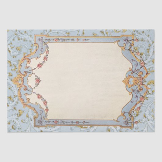 Fancy Frans  Lijst Blue Gold Scroll Roos Tissuepapier (Voorkant)