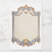 Fancy Frans  Lijst Blue Gold Scroll Roos Voedselcontainer Etiket (Enkel label)