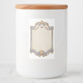 Fancy Frans Lijst Blue Gold Scroll Roos Voedselcontainer Etiket (Voorkant)