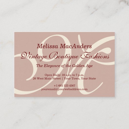 Fancy Frans Monogram Burgundy  Boutique Visitekaartje (Achterkant)