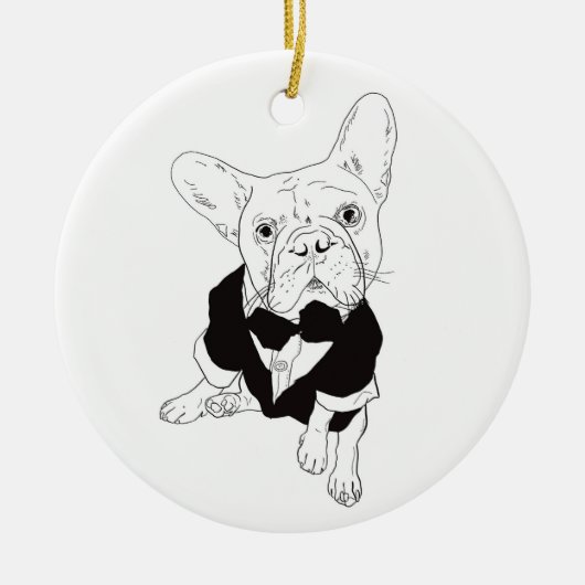 Fancy Frenchie-Ornament Keramisch Ornament (Voorkant)