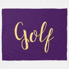 Fancy Fun GOLF Script Deep Purple Background Fleece Deken