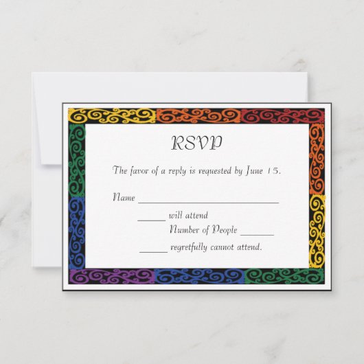 Fancy Gay Pride Custom Commitment Ceremony RSVP (Voorkant)