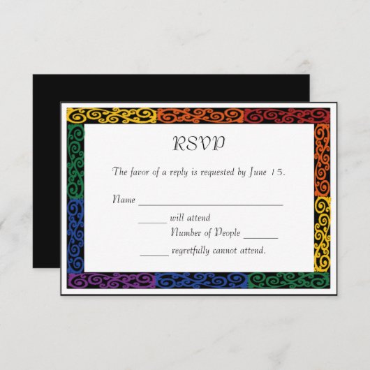 Fancy Gay Pride Custom Commitment Ceremony RSVP (Voorkant / Achterkant)