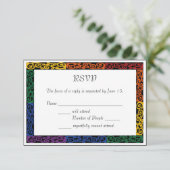 Fancy Gay Pride Custom Commitment Ceremony RSVP Kaartje (Staand voorkant)