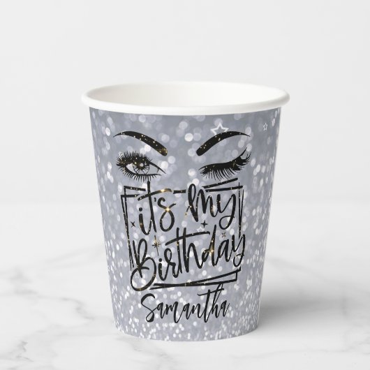 Fancy geboortedag Glitter 18th | 21e | 30e |50e Papieren Bekers (Achterkant)