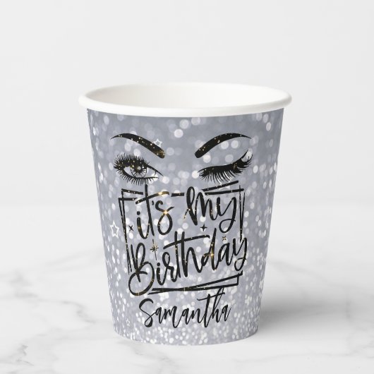 Fancy geboortedag Glitter 18th | 21e | 30e |50e Papieren Bekers (Voorkant)