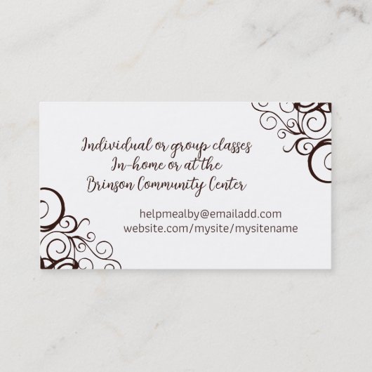 Fancy gebruiksvoorwerpen Kruiden Chef Kookles Cate Visitekaartje (Achterkant)