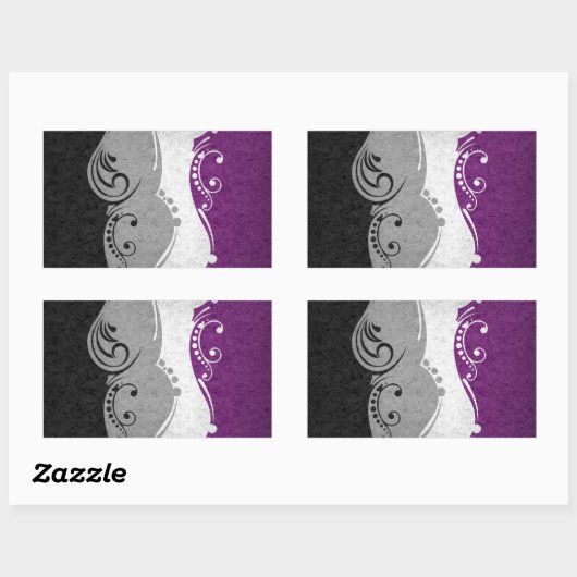 Fancy gedraaide aseksuele vlag rechthoekige sticker (Vel)