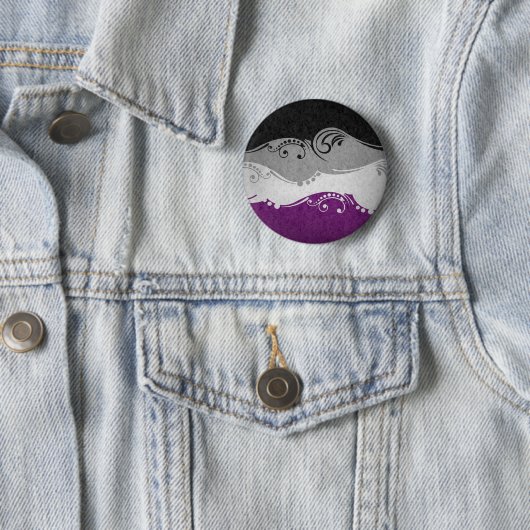 Fancy gedraaide aseksuele vlag ronde button 5,7 cm (In situ)