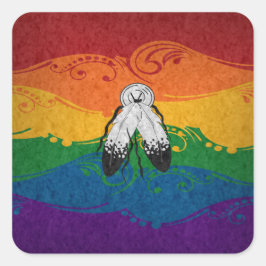 Fancy gedraaide en gedraaide tweeaderige vlag vierkante sticker