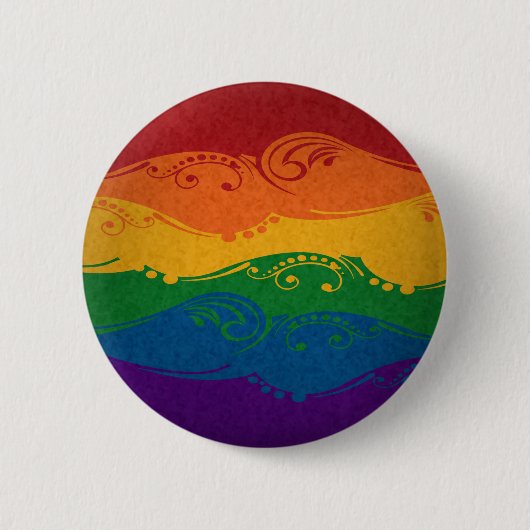 Fancy gedraaide LGBTQ Pride Rainbow Flag Ronde Button 5,7 Cm (Voorkant)