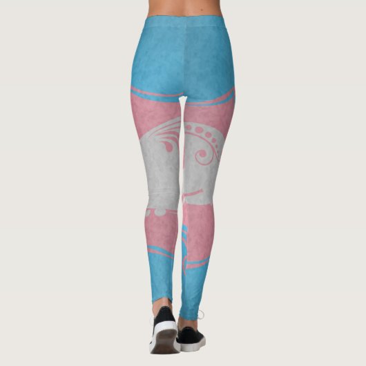 Fancy gedraaide Transgender Pride Flag Leggings (Achterkant)