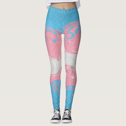 Fancy gedraaide Transgender Pride Flag Leggings (Voorkant)