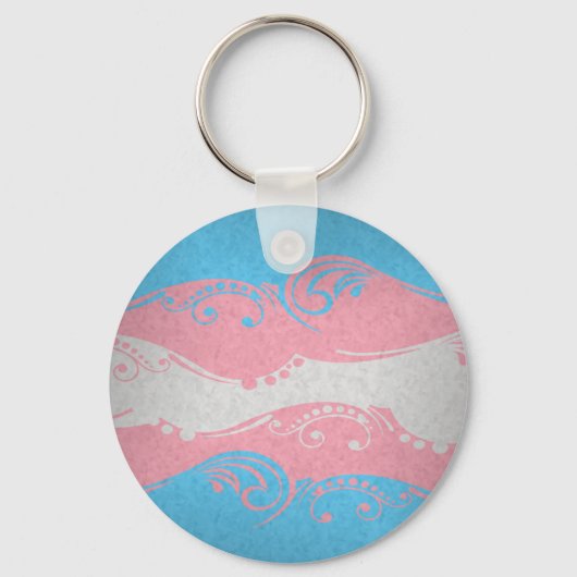 Fancy gedraaide Transgender Pride Flag Sleutelhanger (Voorkant)