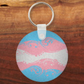 Fancy gedraaide Transgender Pride Flag Sleutelhanger (Voorkant)