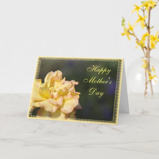 Fancy Gele Rose Happy Moederdag Kaart (Gele Bloem)